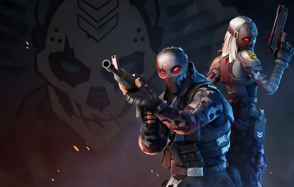 Weapons, soldiers, mask, equipment, Fortnite