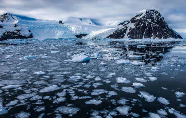 Ice, winter, snow, mountains, ice, glacier, ice, drift