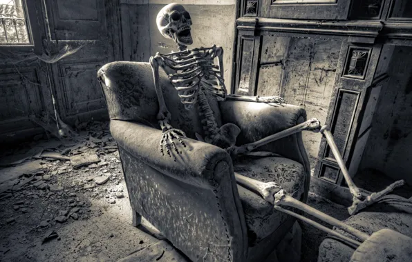 Picture background, chair, skeleton