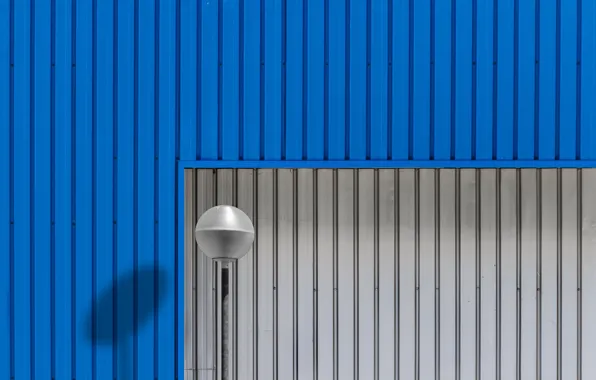 Picture blue, grey, wall, shadow, lantern