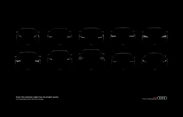 Picture machine, Audi, black background, lineup, Audi.