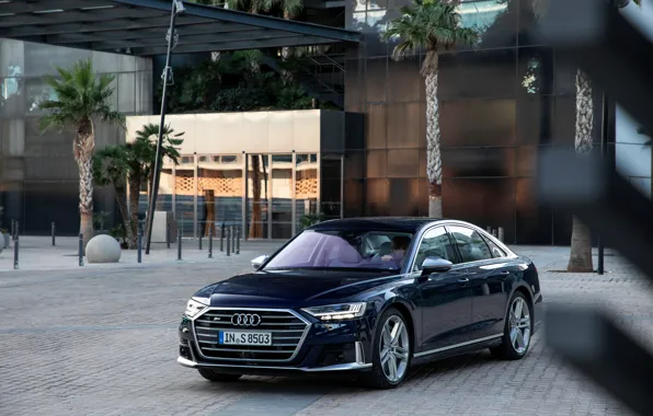 Picture blue, Audi, sedan, structure, Audi A8, Audi S8, 2020, 2019