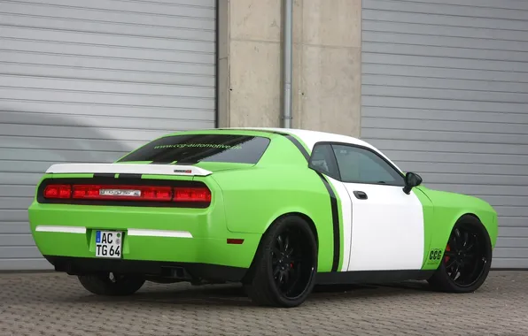 Background, tuning, Dodge, green, Dodge, Challenger, rear view, tuning