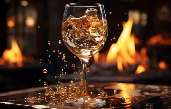 Fire, holiday, wine, glass, Christmas, alcohol, New year, champagne