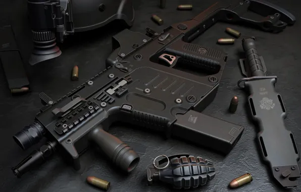 Gun, USA, weapon, charger, knife, pearls, ammunition, Kriss Super V