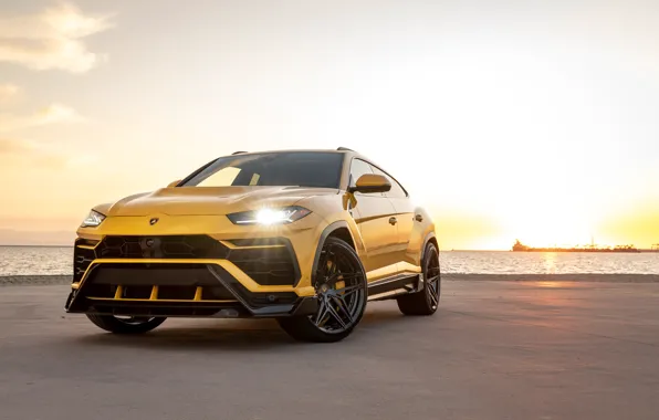 Beach, sunset, lights, the evening, Lamborghini, Vorsteiner, crossover, Urus