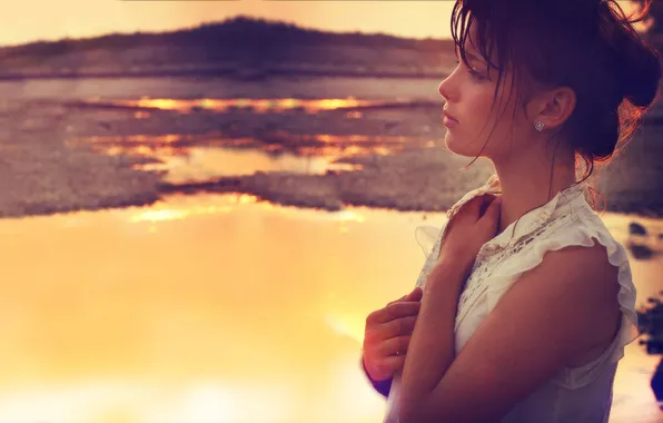 Picture BACKGROUND, NATURE, BROWN hair, SUNSET, MOOD