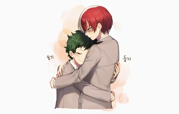 Hugs, two, Boku no Hero Academy, My Hero Academia, Midori Isuku, Todoroki Shoto, My heroic …