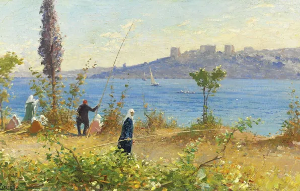 Picture landscape, picture, Fausto Zonaro, Fausto Zonaro, Concubines Fish on the Bosphorus