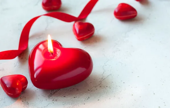 Candles, red, love, heart, romantic, candle, valentine`s day