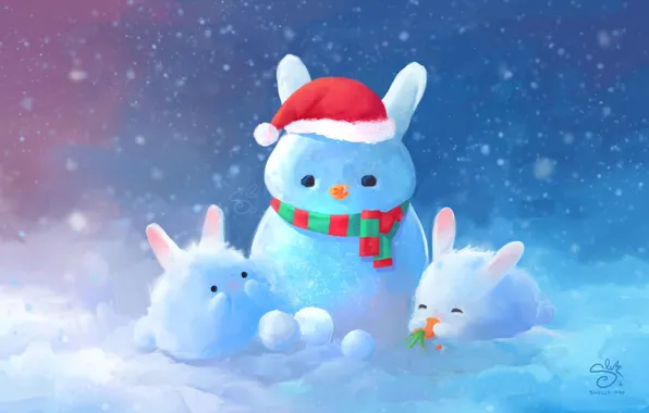 Winter, Snow, Christmas, Snowflakes, Background, New year, Holiday, Snowboard