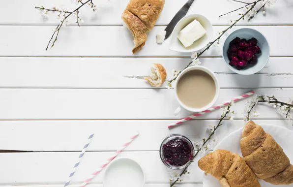 Coffee, Breakfast, wood, jam, coffee, jam, Breakfast, buns