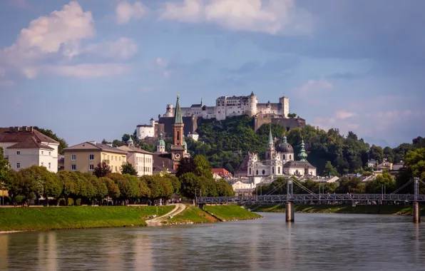 Picture bridge, river, Austria, Salzburg, SAIC