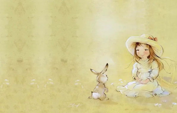 Summer, smile, art, girl, Bunny, children's, . Catherine Attendants