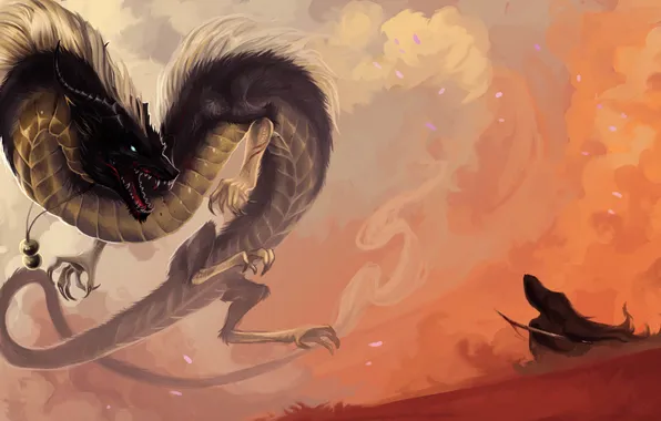 Picture look, fiction, dragon, art, mouth, tail