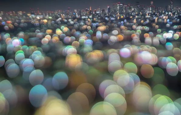 Light, night, the city, lights, Japan, Tokyo, bokeh