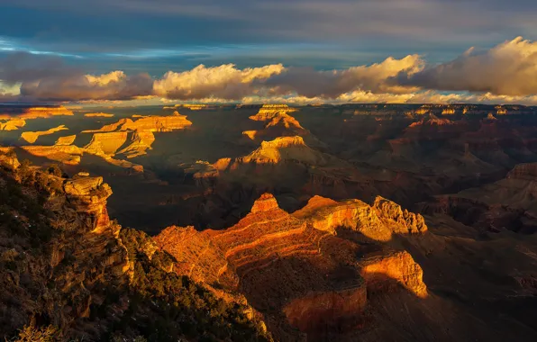 Picture light, mountains, view, height, canyon, The Grand Canyon, The Grand canyon