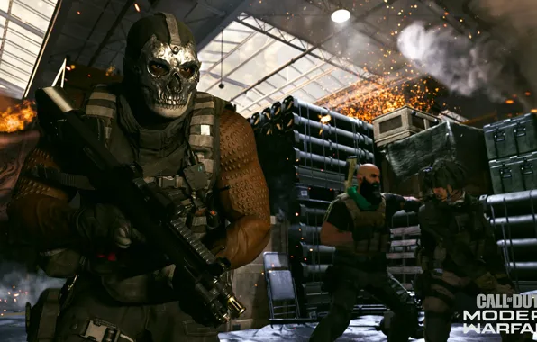 Weapons, people, skull, man, mask, soldiers, Call of Duty, Call of Duty: Modern Warfare