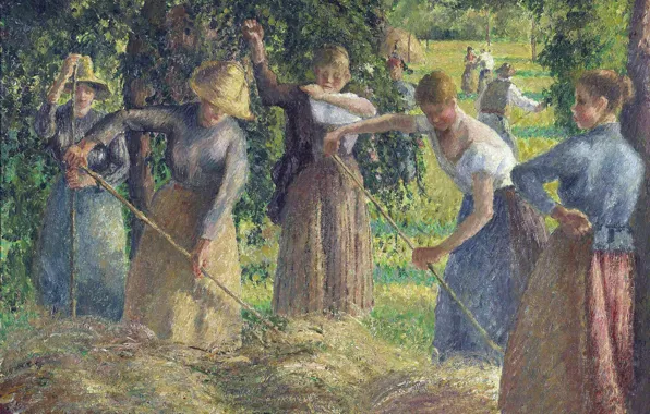 People, picture, genre, Camille Pissarro, Haymaking in Eragny