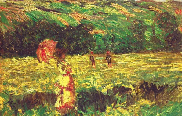 Landscape, picture, Claude Monet, The Promenade near Limetz