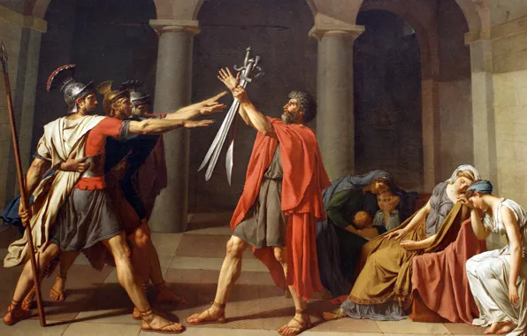 Picture, swords, rome, Rome, painting, men, Neoclassicism, brothers