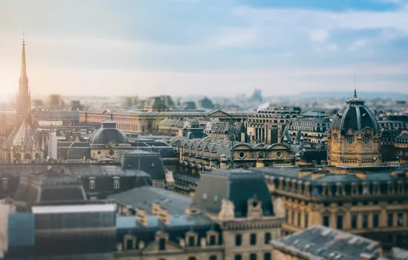 Picture roof, the sun, the city, France, Paris, horizon, The District Of Notre-Dame