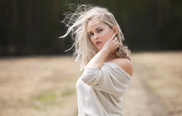 Look, the wind, hair, hands, bokeh