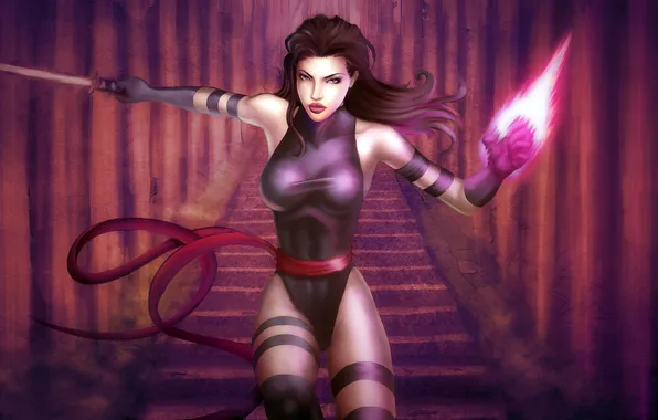 Picture look, girl, weapons, fiction, art, costume, marvel, Psylocke
