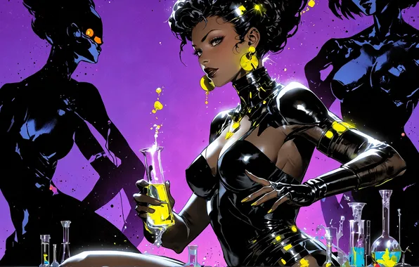 Girl, style, liquid, latex, comic, the bulb