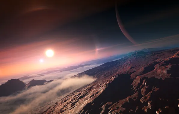 Picture the sun, clouds, mountains, exoplanet