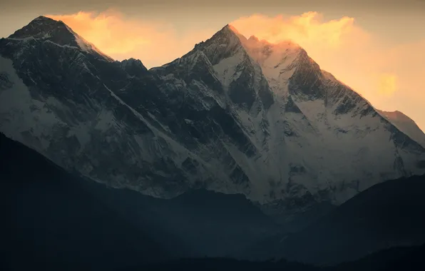 Picture snow, mountains, the wind, Chomolungma, Everest, The Himalayas, Everest, Lhotse