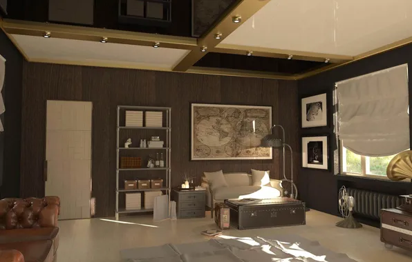 Room, interior, retro style, living room