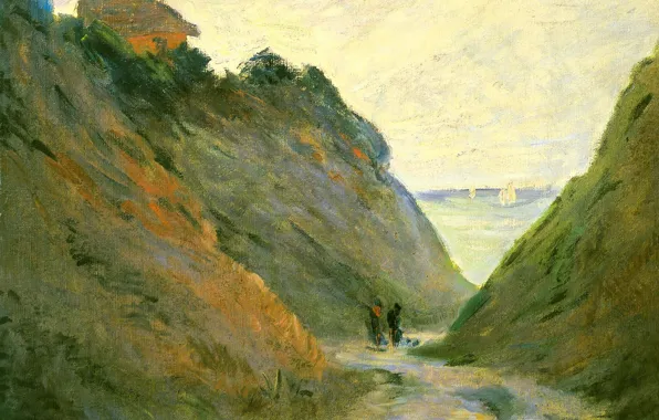 Picture landscape, picture, Claude Monet, The Sunken Road in the Cliff at Varangeville