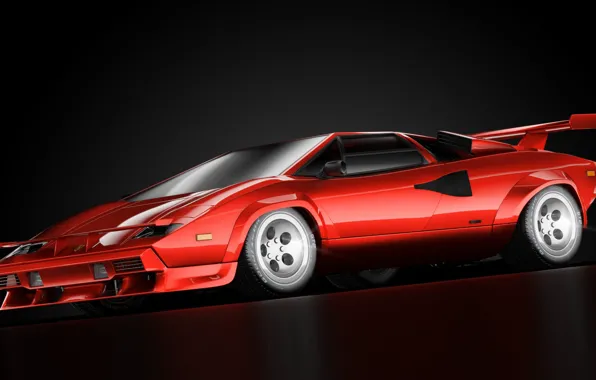 Red, Auto, Minimalism, Lamborghini, Machine, Art, Supercar, Countach