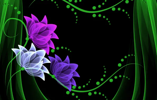 Picture flowers, vector, flowers, background, neon, neon