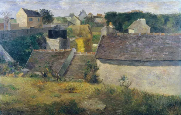 Roof, landscape, the city, picture, Paul Gauguin, Houses at Vaugirard