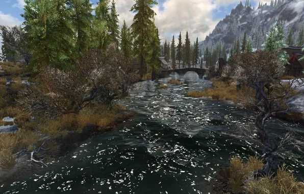 Bridge, river, skyrim, Skyrim, mortal, tes5