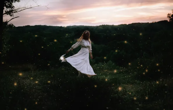 Girl, dress, flashlight, The Late Stars