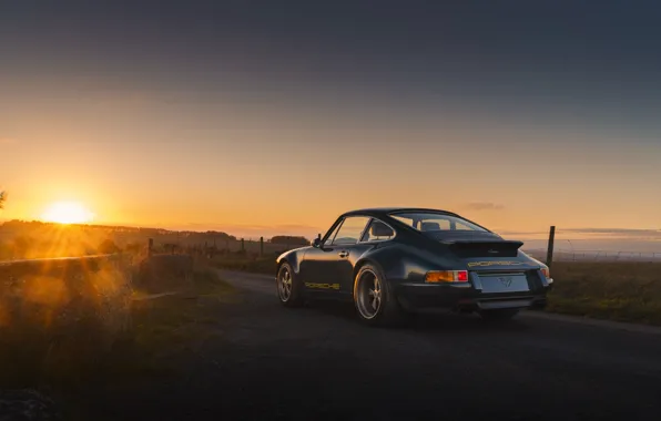 Picture car, 911, Porsche, sunset, sun, 964, Theon Design Porsche 911