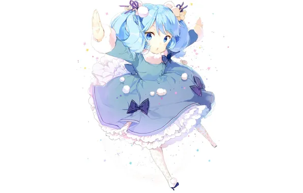 White background, fur, stars, blue hair, Katia, bombski, the fluffy skirt, Fantasiata Doll