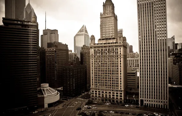 City, lights, skyscrapers, the evening, Chicago, USA, USA, America