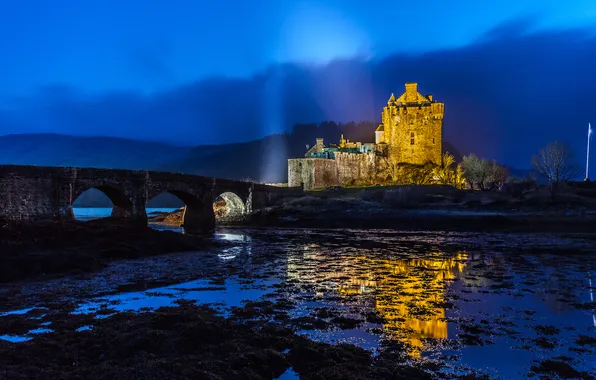 The sky, bridge, Scotland, lighting, fortress