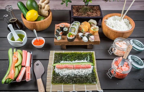 Food, rolls, sushi, sushi, rolls, Japanese cuisine, products, Japanese cuisine