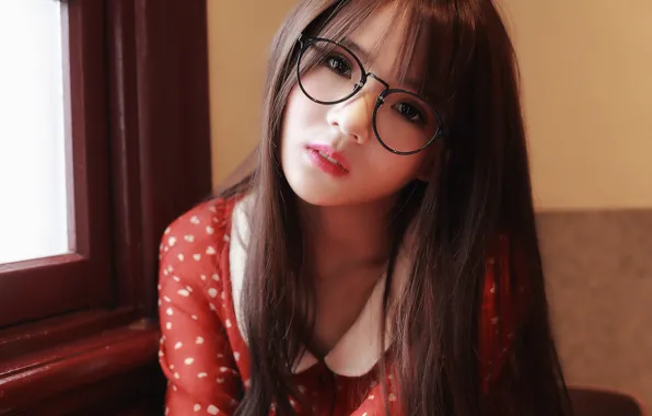 Picture look, girl, face, hair, glasses, beauty