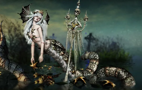 Sake, snake, monster, lamia, mythologic, by kynne