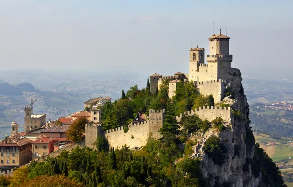 Rocks, mountain, panorama, fortress, San Marino, Mount Titano, San Marino Historic Centre