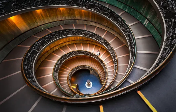 People, spiral, architecture, Vatican stairs