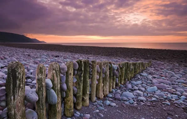 Picture pebbles, stones, shore, Sea, piles
