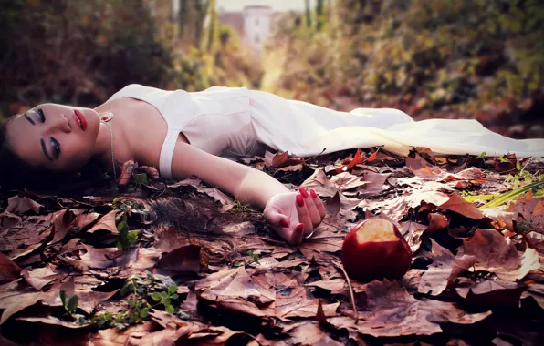 Girl, apples, the situation