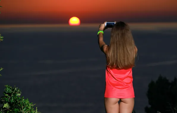Ass, girl, sunset, sweetheart, model, relieves, Vivian, Vivian